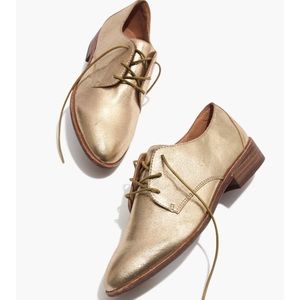 Madewell Frances Oxford in Metallic Gold Size 9.5